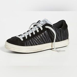 P448 John Zebra Black Suede Sneaker/SZ 37